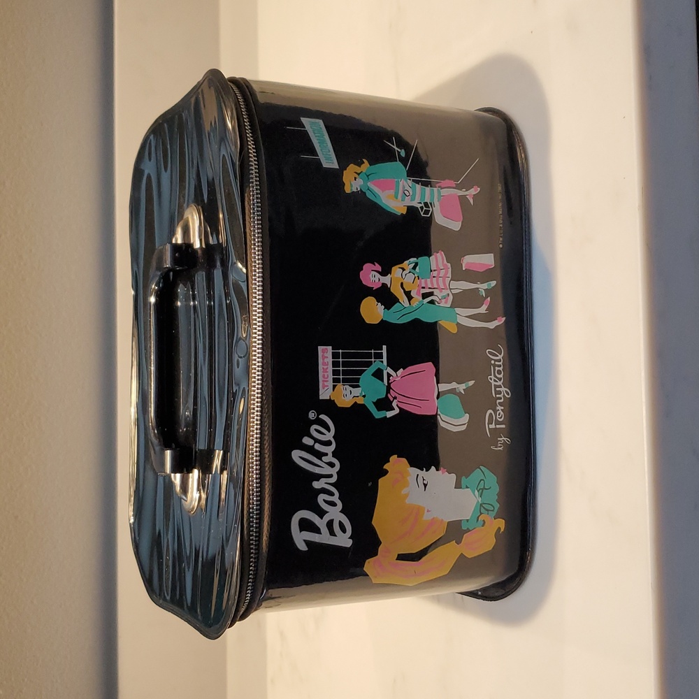 1962 Rare Barbie Doll Train Travel Case by Ponytail Black vinyl Mattel
